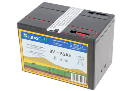 Bateria alkaliczna do elektryzatora, 9 V, 55 Ah, Lubacell