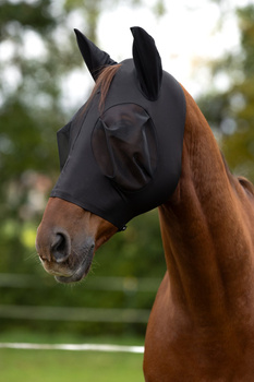 Maska przeciwowadowa dla konia FinoStretch Zipper, czarny, różne rozmiary (od Pony do Full), Covalliero