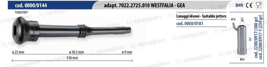 Guma strzykowa Westfalia WK2 7022.2725.010, 25 mm, 9 mm,  4szt., Spaggiari