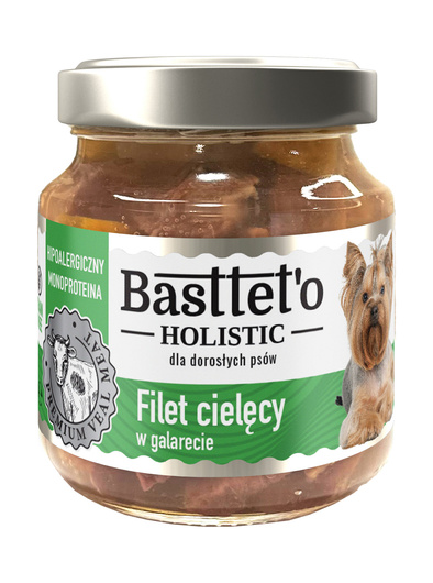 Karma dla psów Basttet'o Holistic filet cielęcy w galarecie 130g Słoik