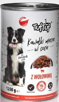 Mokra karma TUF-TUF puszka – kawałki mięsne wołowe dla psa – puszka 1250 g