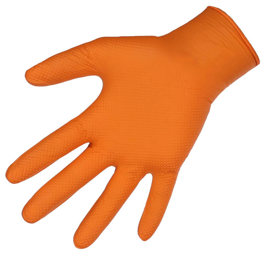 Rękawice nitrylowe Nitrile X-Grip 240 mm, rozmiar M - XXL, pomarańczowe, 50 szt., Kerbl
