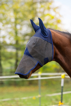 Maska przeciwowadowa dla konia z ochroną UV i osłoną, granatowy, różne rozmiary (od Pony do Full), Covalliero