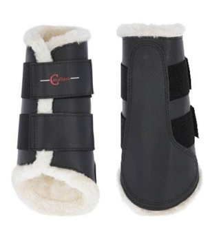 Ochraniacze ujeżdżeniowe dla konia, ze sztucznym futrem, tyły/przody, czarny, Cob/Full