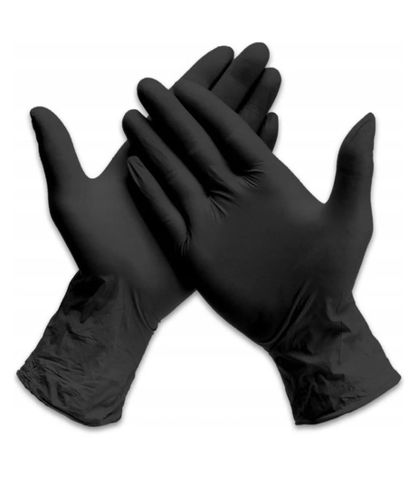 Rękawiczki nitrylowe jednorazowe czarne Nitrile Black PF – XL 100 szt.
