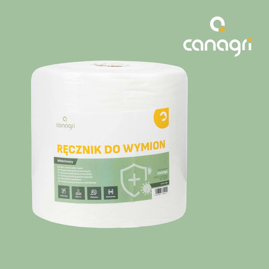Włókninowy ręcznik do wymion, niepylący, 60 g/m2, 1800 g, 26 x 25 cm, Canagri