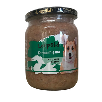 Karma mięsna z warzywami dla psów Leopold 500g Słoik