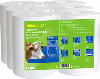 Papier do higieny wymion Uddero Clean, na mokro i sucho, 21 x 21 cm, 6 x 1000 list., Kerbl