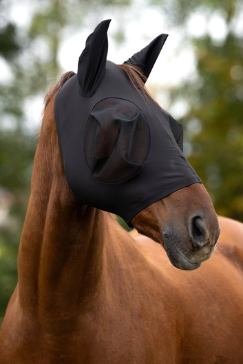 Maska przeciwowadowa dla konia FinoStretch Zipper, czarny, różne rozmiary (od Pony do Full), Covalliero