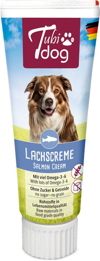 Przekąska dla psów Tubidog, krem z łosoia, 75 g, Kerbl
