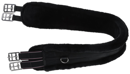 Popręg ze sztucznym futrem, czarny, różne rozmiary: od 110 cm do 140 cm, Covalliero