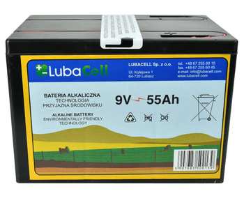Bateria alkaliczna do elektryzatora, 9 V, 55 Ah, Lubacell
