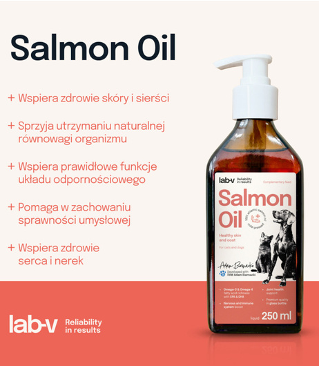 Olej z Łososia 100% - Dla Psa i Kota w Każdym Wieku - Lab-V - 250 ml