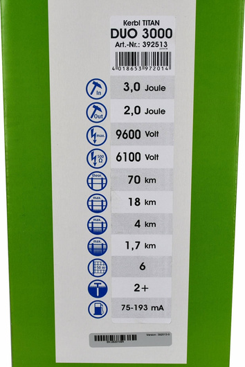 Elektryzator uniwersalny TITAN DUO 3000, dla koni, bydła 3,0 J, Kerbl