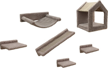 Ścianka wspinaczkowa dla kota, Monte Baldo, 6-częściowa, szary, Kerbl