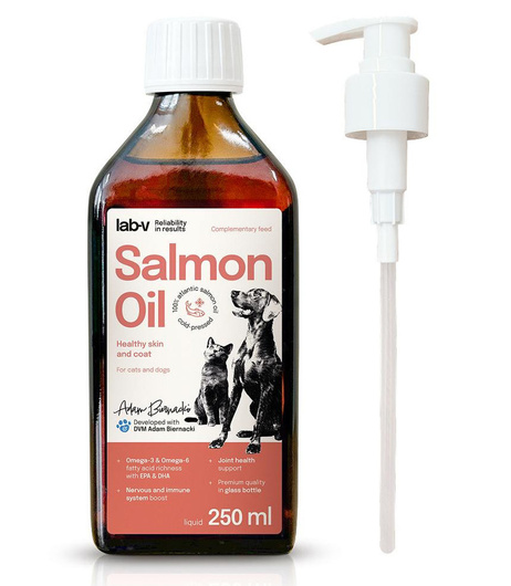 Olej z Łososia 100% - Dla Psa i Kota w Każdym Wieku - Lab-V - 250 ml