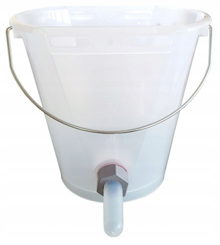 Wiadro do pojenia cieląt z zaworem i smoczkiem silikonowym, 8 l, białe