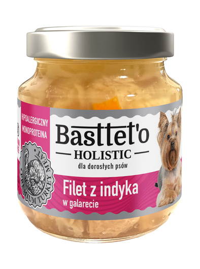 Karma dla psów Basttet'o Holistic filet z indyka w galarecie 130g Słoik