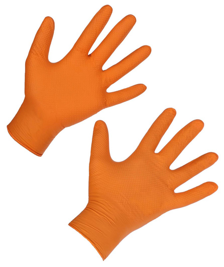 Rękawice nitrylowe Nitrile X-Grip 240 mm, rozmiar M - XXL, pomarańczowe, 50 szt., Kerbl