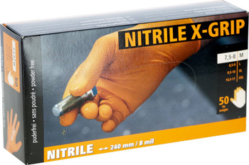 Rękawice nitrylowe Nitrile X-Grip 240 mm, rozmiar M - XXL, pomarańczowe, 50 szt., Kerbl
