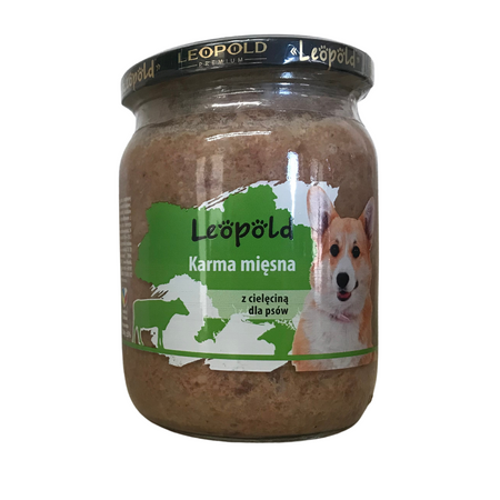 Karma mięsna z cielęciną dla psów Leopold 500g Słoik