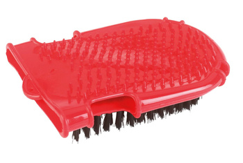 Rękawica do mycia i masażu konia, dwustronna, czerwona, Covalliero