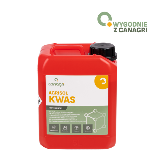 Kwaśny preparat myjący Agrisol Kwas 2.0, 5 kg, Canagri