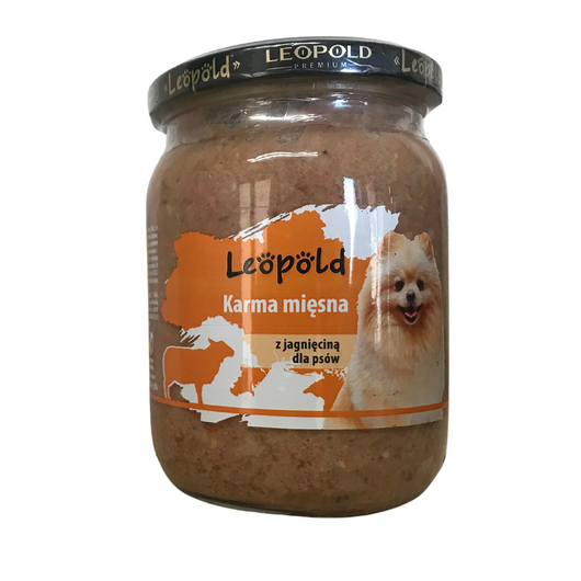 Karma mięsna z jagnięciną dla psów Leopold 500g Słoik