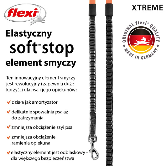 Smycz dla psa Flexi Xtreme, taśma, pomarańczowa, różne rozmiary, różne długości