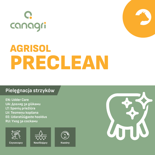 Płyn do mycia wymion Agrisol PreClean 69, 2 kg, Canagri