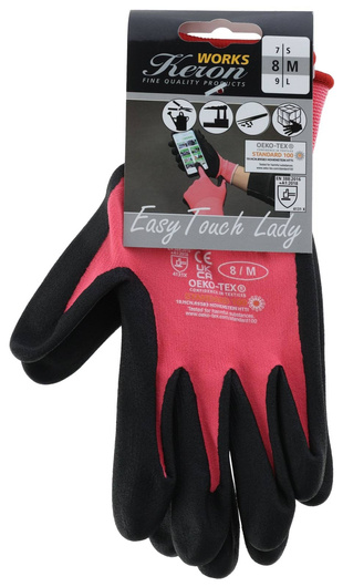 Rękawice robocze EasyTouch Lady, różowe, różne rozmiary - S - M - L, Kerbl