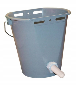 Wiadro do pojenia cieląt z zaworem i smoczkiem silikonowym, 8 l, szare