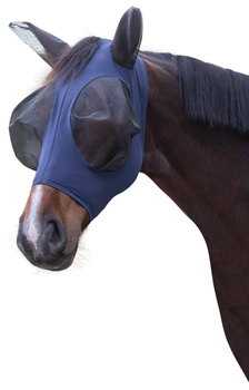 Maska przeciwowadowa dla konia, z uszami, FinoStrech, niebieski, różne rozmiary (od Pony do Full), Covalliero