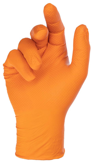 Rękawice nitrylowe Nitrile X-Grip 240 mm, rozmiar M - XXL, pomarańczowe, 50 szt., Kerbl