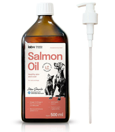 Olej z Łososia 100% - Dla Psa i Kota w Każdym Wieku - Lab-V - 500 ml