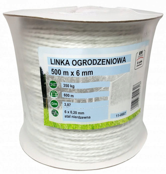 Linka ogrodzeniowa ECONOMY, 500 m x 6 mm, biała, Kerbl