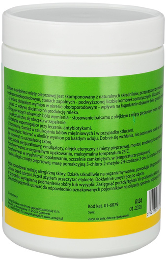 Balsam do wymion z olejkiem z mięty pieprzowej ”12”, 1000 ml, Can Agri