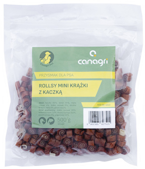 Przysmak dla psa, rollsy mini-krążki z kaczką, 500 g, Canagri