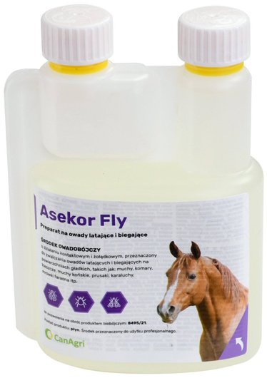 Preparat na owady latające i biegające ASEKOR FLY, bezbarwny, 600 ml, Canagri