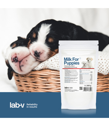 Pełnoporcjowy preparat mlekozastępczy LAB-V Milk for puppies, mleko dla szczeniąt 200g