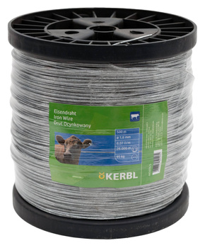 Drut ocynkowany do ogrodzeń elektrycznych, mała szpula 1,6 mm, 500 m, Kerbl