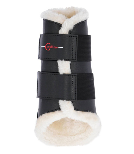 Ochraniacze ujeżdżeniowe dla konia, ze sztucznym futrem, tyły/przody, czarny, Cob/Full