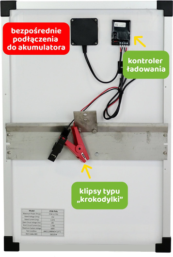 Panel słoneczny 25W, do podłączenia bezpośrednio do akumulatora, Kerbl
