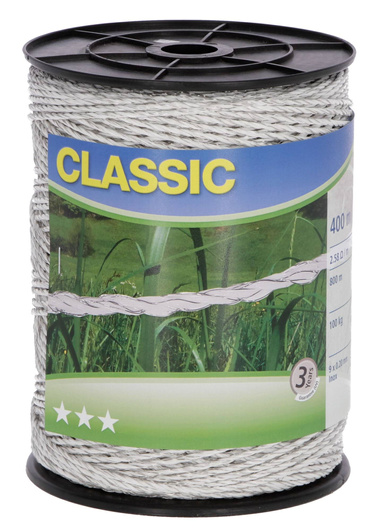 Plecionka ogrodzeniowa CLASSIC, 400 m x 2,5 mm, biała, Kerbl