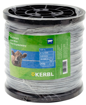 Drut ocynkowany do ogrodzeń elektrycznych, mała szpula 1,2 mm, 500 m, Kerbl
