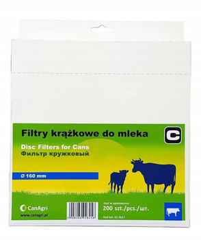 Filtr krążkowy do mleka, śr. 160 mm, 200 szt., Can Agri