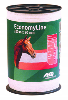 Taśma ogrodzeniowa ECONOMY 200 m x 20 mm, biała, AKO