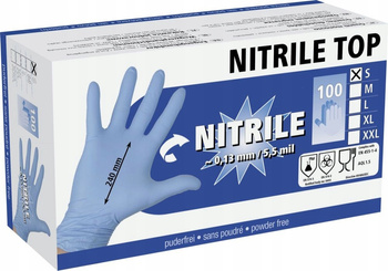 Rękawice nitrylowe Nitrile Top Pro, rozmiar L, niebieske, 100 szt., Kerbl