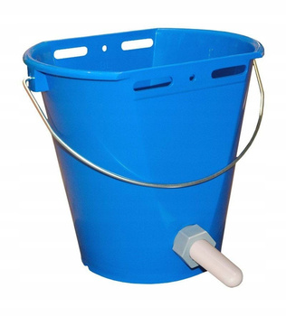 Wiadro do pojenia cieląt z zaworem i smoczkiem silikonowym, 8 l, niebieskie, Canagri