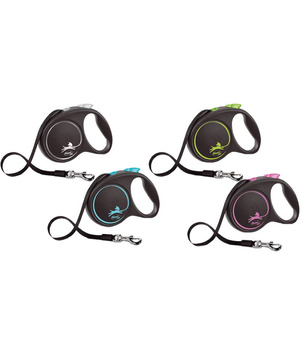 Smycz dla psa Flexi Black Design, taśma, różne kolory, różne rozmiary, różne długości